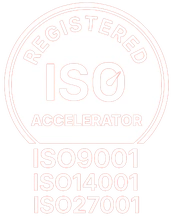 ISO Logo, showing accreditation in 9001, 14001 and 27001.
