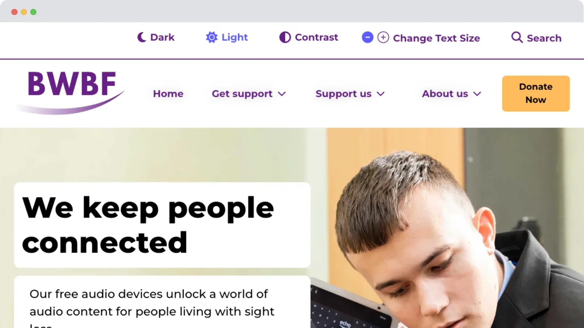 BWBF Homepage after the redesign